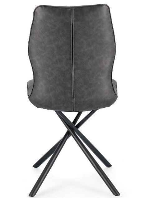 Chaise design simili cuir gris et pieds acier noir Kowla - Lot de 2 - Photo n°4