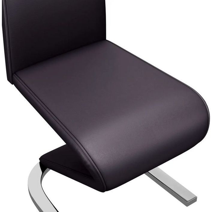 Chaise design simili cuir marron et métal chromé Ryx - Lot de 4 - Photo n°6