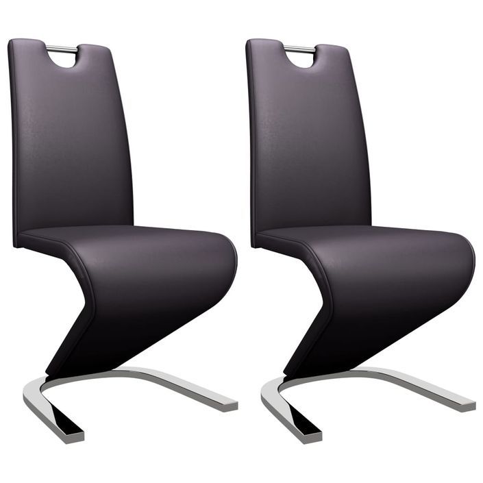 Chaise design simili cuir marron et métal chromé Ryx - Lot de 2 - Photo n°1