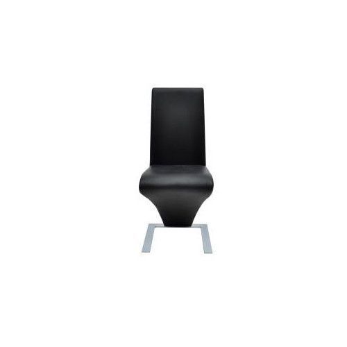 Chaise design simili cuir noir et pieds métal chromé Théo - Lot de 2 - Photo n°2