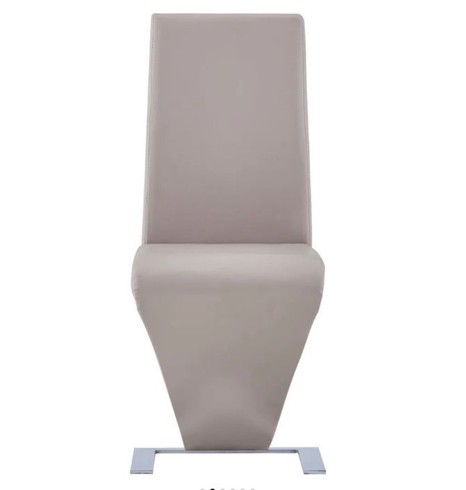 Chaise design simili cuir taupe et pieds métal chromé Théo - Lot de 2 - Photo n°2