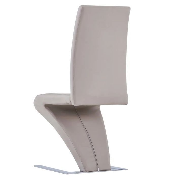 Chaise design simili cuir taupe et pieds métal chromé Théo - Lot de 2 - Photo n°4