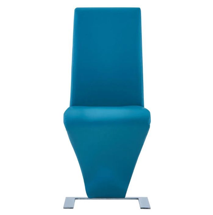 Chaise design simili cuir turquoise et pieds métal chromé Théo - Lot de 2 - Photo n°2