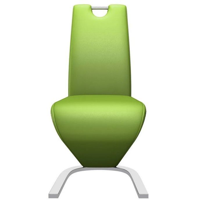 Chaise design simili cuir vert anis et métal chromé Ryx - Lot de 2 - Photo n°4