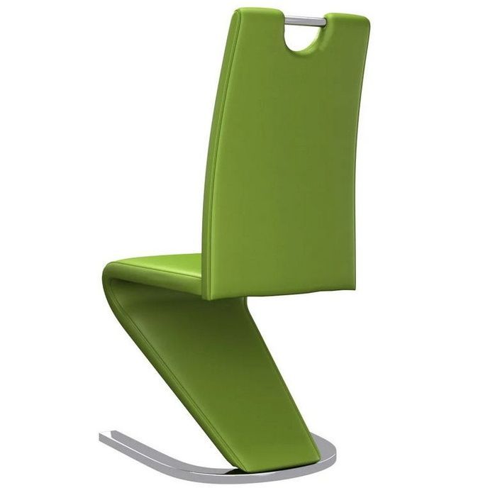 Chaise design simili cuir vert anis et métal chromé Ryx - Lot de 2 - Photo n°5