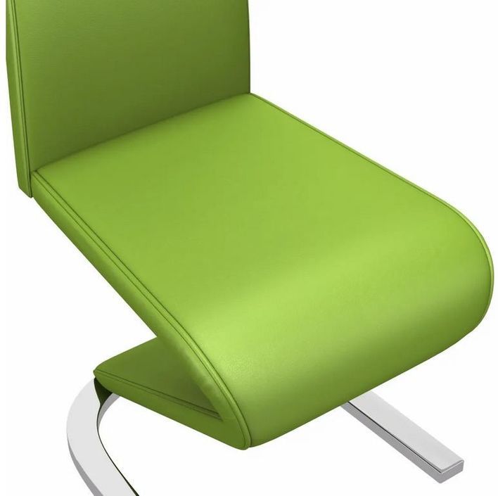 Chaise design simili cuir vert anis et métal chromé Ryx - Lot de 2 - Photo n°6