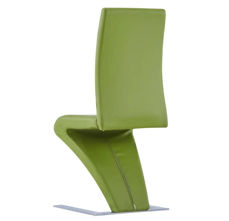 Chaise design simili cuir vert anis et pieds métal chromé Théo - Lot de 2 - Photo n°4