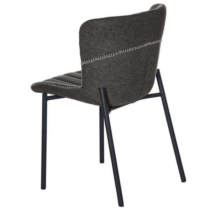 Chaise design tissu gris foncé et pieds métal noir Galia - Photo n°2
