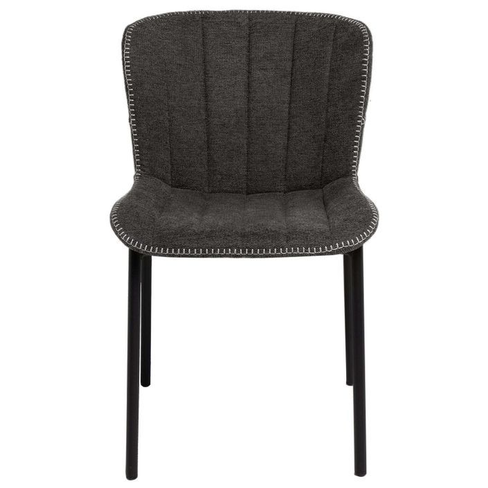 Chaise design tissu gris foncé et pieds métal noir Galia - Photo n°4