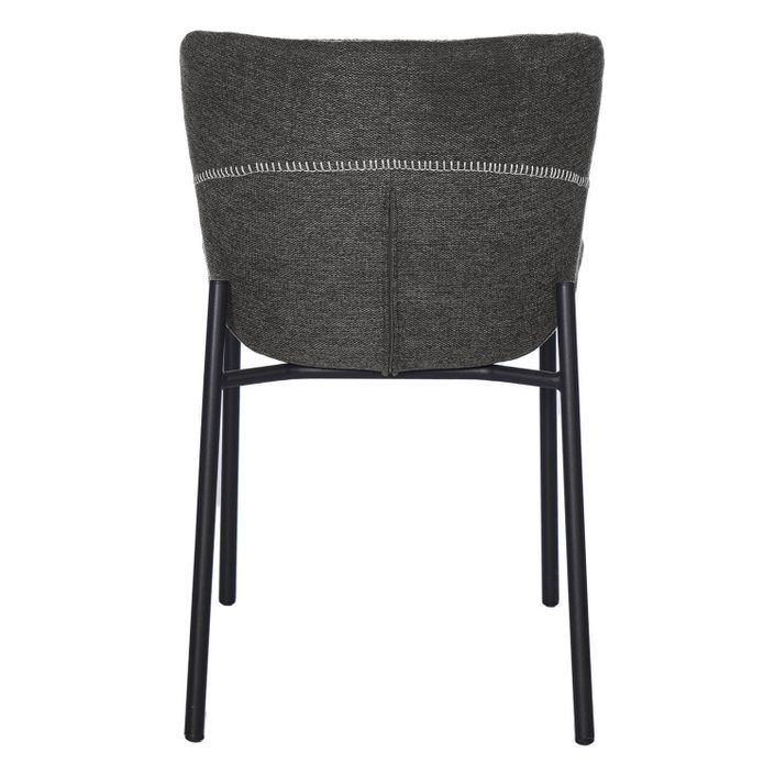Chaise design tissu gris foncé et pieds métal noir Galia - Photo n°5