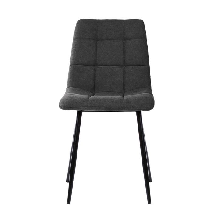 Chaise design tissu gris foncé rembourré et pieds métal noir Livio - Photo n°3