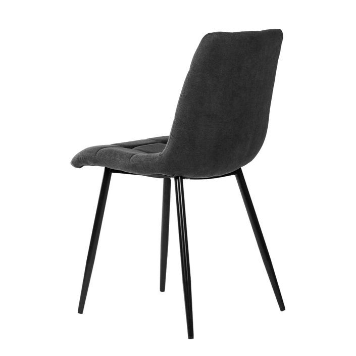 Chaise design tissu gris foncé rembourré et pieds métal noir Livio - Photo n°4