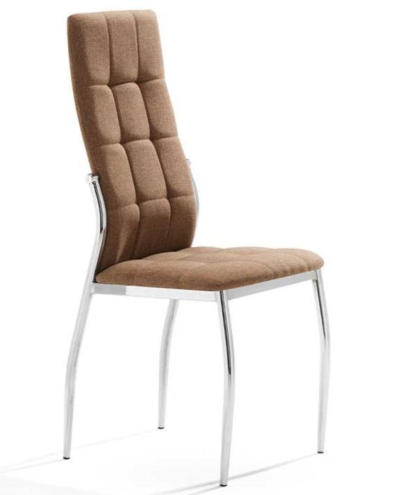 Chaise design tissu marron et pieds chromé Surpika - Lot de 4 - Photo n°1