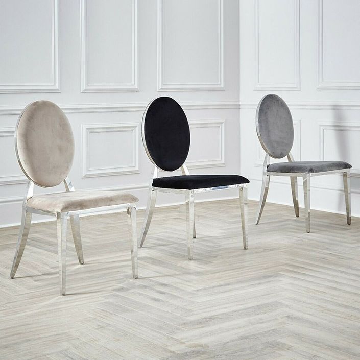 Chaise design velours noir et argent chromé Dayzi - Lot de 2 - Photo n°4