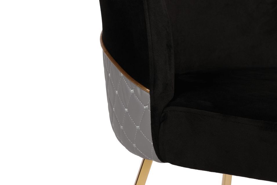 Chaise design velours noir et pieds doré Skyma - Lot de 2 - Photo n°6