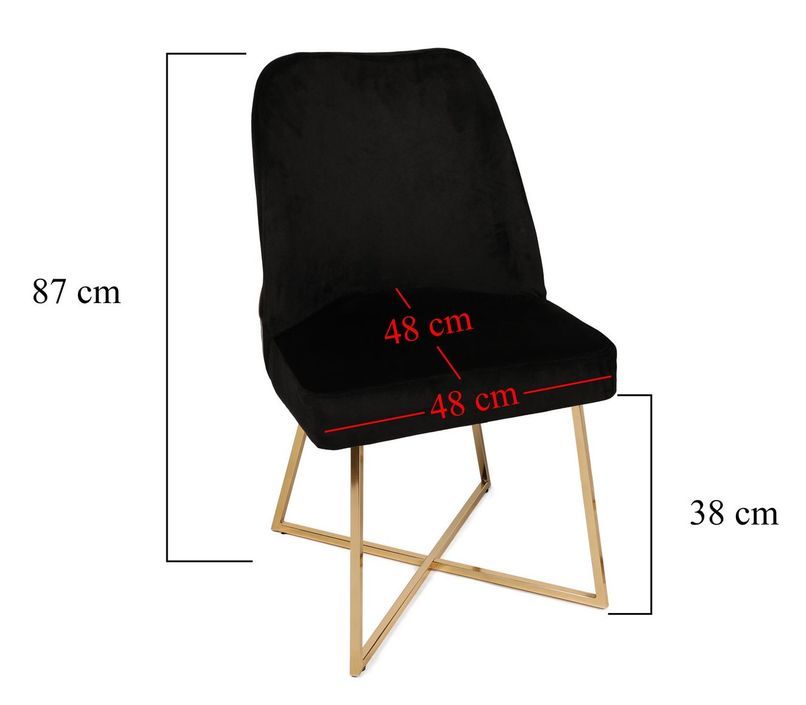 Chaise design velours noir et pieds doré Skyma - Lot de 2 - Photo n°9