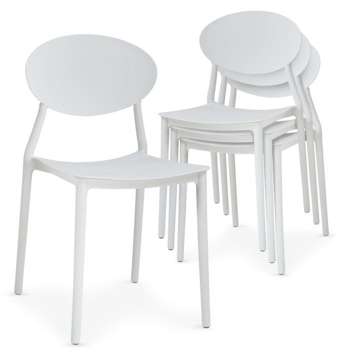 Chaise empilable moderne polypropylène blanc Bala - Lot de 4 - Photo n°1