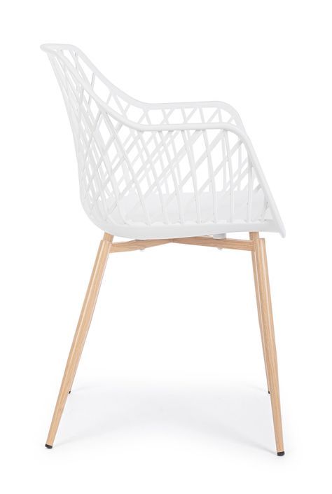 Chaise en acier et assise en plastique blanc Optik - Lot de 4 - Photo n°6