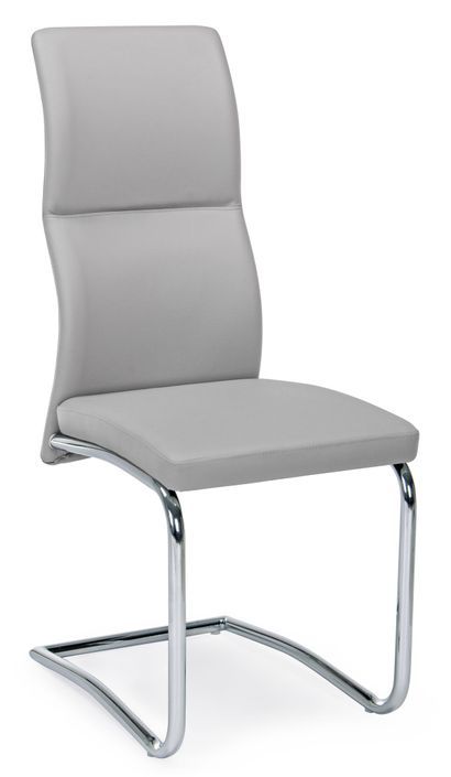 Chaise en acier et assise simili cuir gris Thelma - Lot de 4 - Photo n°1