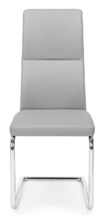 Chaise en acier et assise simili cuir gris Thelma - Lot de 4 - Photo n°2