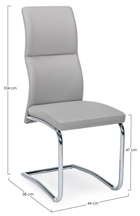 Chaise en acier et assise simili cuir gris Thelma - Lot de 4 - Photo n°3
