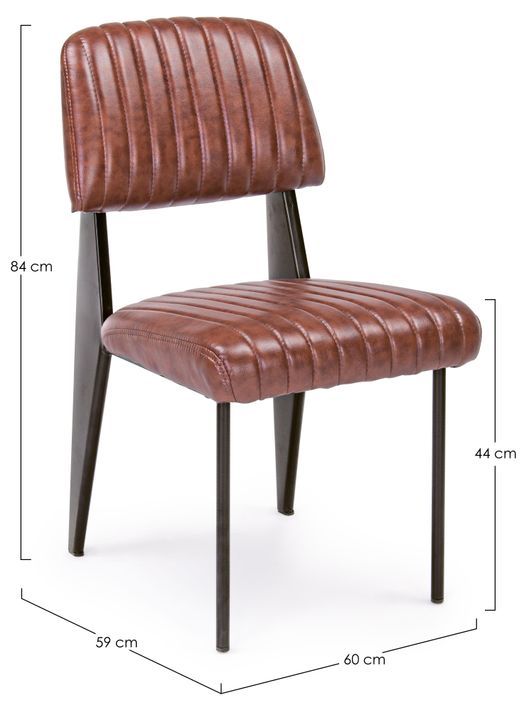 Chaise en acier et simili cuir orange foncé Nania- Lot de 2 - Photo n°3