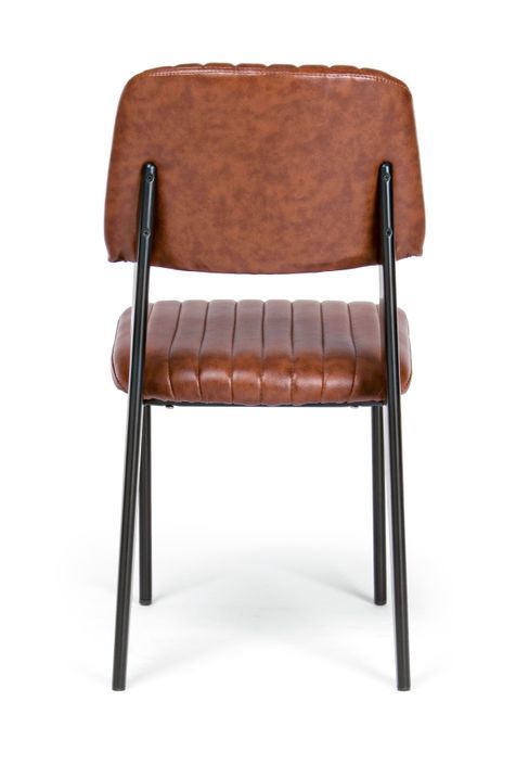 Chaise en acier et simili cuir orange foncé Nania- Lot de 2 - Photo n°6