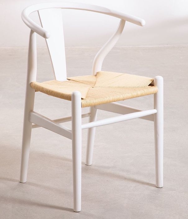 Chaise en bois blanc et corde naturel Kaylo - Photo n°1