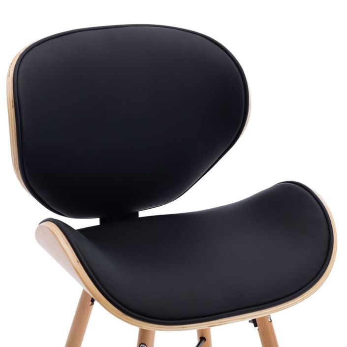 Chaise en bois clair et simili cuir noir Tulipa - Lot de 2 - Photo n°7