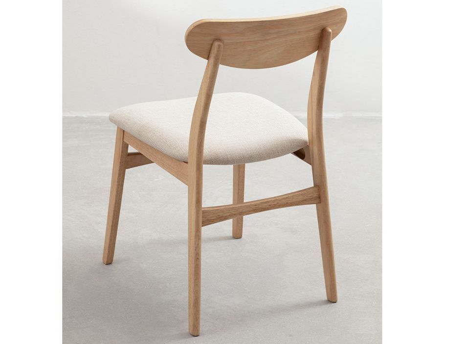 Chaise en bois clair et tissu beige Klouda - Photo n°5