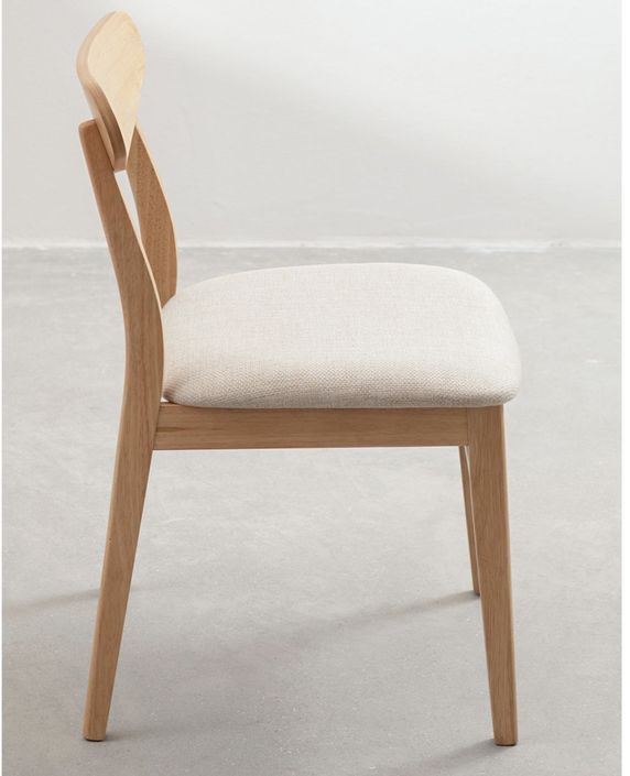 Chaise en bois clair et tissu beige Klouda - Photo n°4