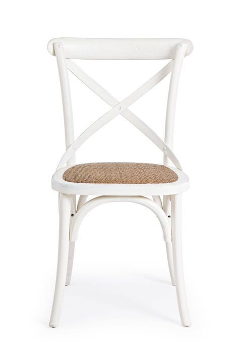 Chaise en bois d'orme et rotin blanc Cross - Lot de 2 - Photo n°7