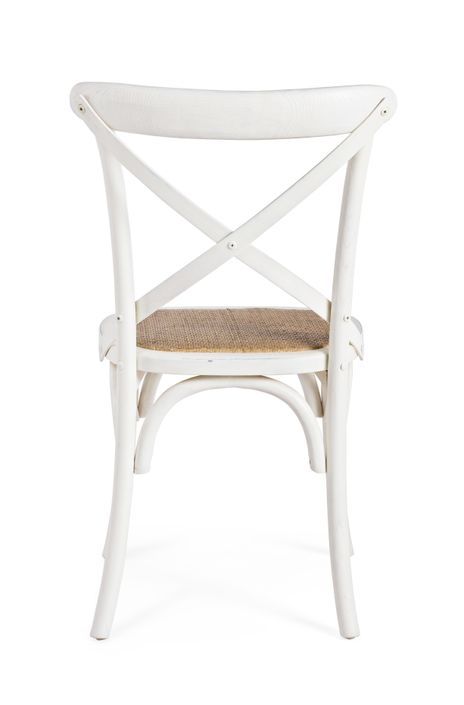 Chaise en bois d'orme et rotin blanc Cross - Lot de 2 - Photo n°8