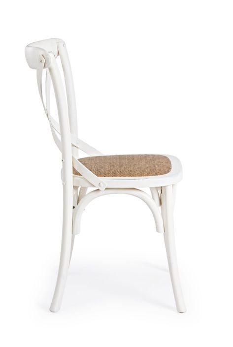 Chaise en bois d'orme et rotin blanc Cross - Lot de 2 - Photo n°9