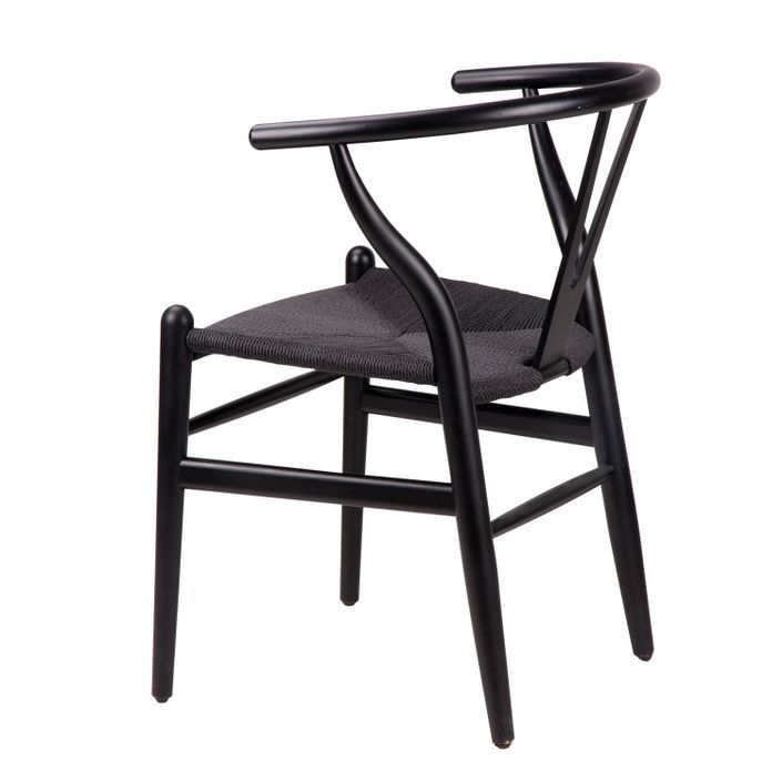 Chaise en bois d'orme noir et corde tressée noir Maya - Photo n°2