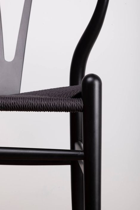 Chaise en bois d'orme noir et corde tressée noir Maya - Photo n°5