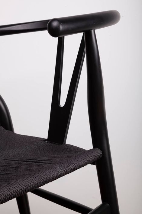Chaise en bois d'orme noir et corde tressée noir Maya - Photo n°6