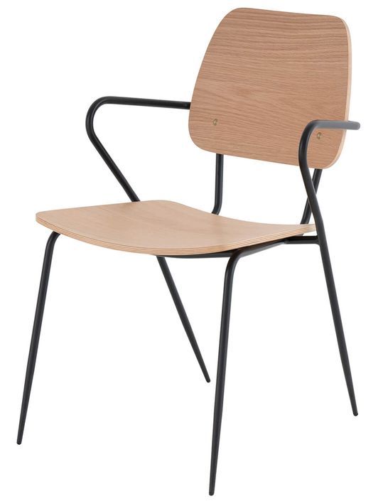 Chaise en bois de chêne et métal noir Dokar - Photo n°1