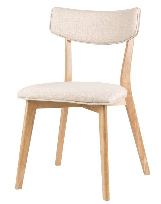 Chaise en bois de chêne et tissu beige clair Bonka - Photo n°1
