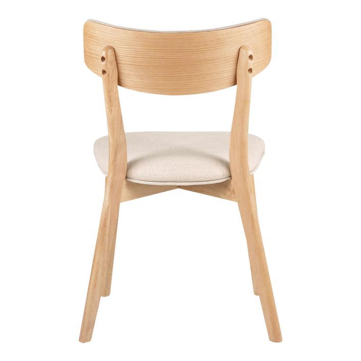 Chaise en bois de chêne et tissu beige clair Bonka - Photo n°4