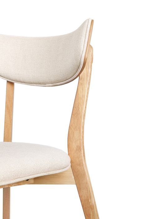 Chaise en bois de chêne et tissu beige clair Bonka - Photo n°5