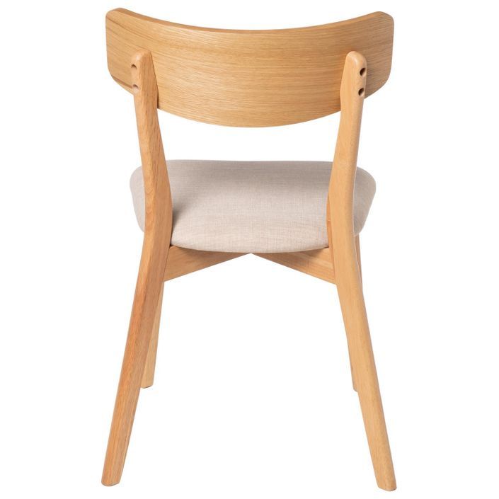 Chaise en bois de chêne et tissu beige clair Reka - Photo n°4