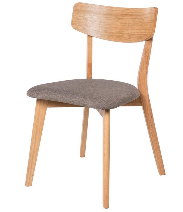Chaise en bois de chêne et tissu gris clair Reka - Photo n°1