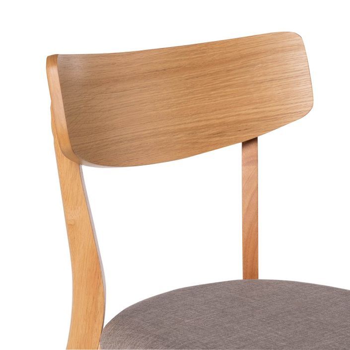 Chaise en bois de chêne et tissu gris clair Reka - Photo n°6