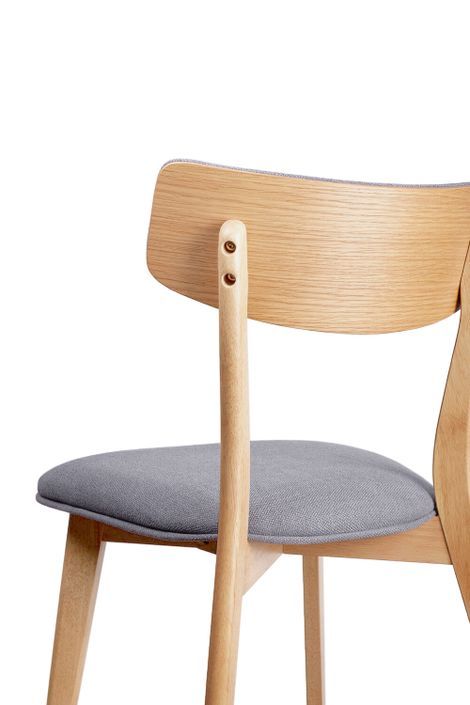 Chaise en bois de chêne et tissu gris foncé Bonka - Photo n°5