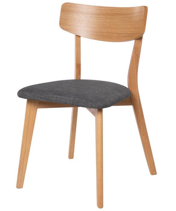 Chaise en bois de chêne et tissu gris foncé Reka - Photo n°1