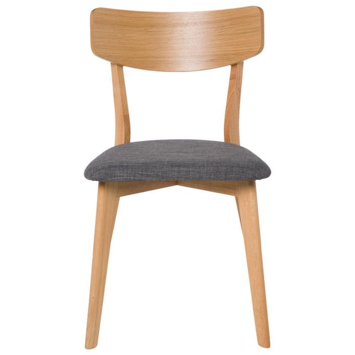 Chaise en bois de chêne et tissu gris foncé Reka - Photo n°4