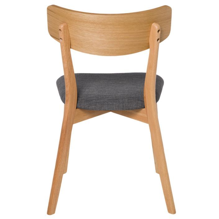 Chaise en bois de chêne et tissu gris foncé Reka - Photo n°5