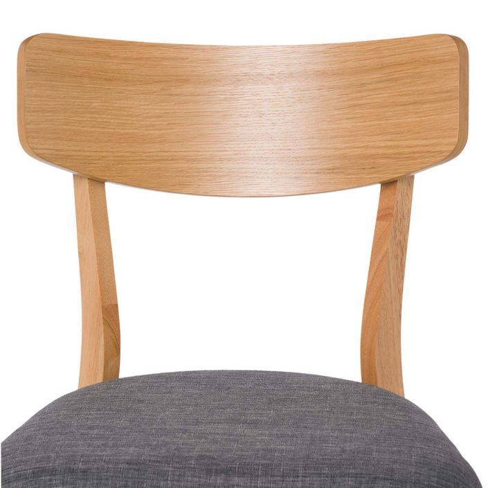 Chaise en bois de chêne et tissu gris foncé Reka - Photo n°6