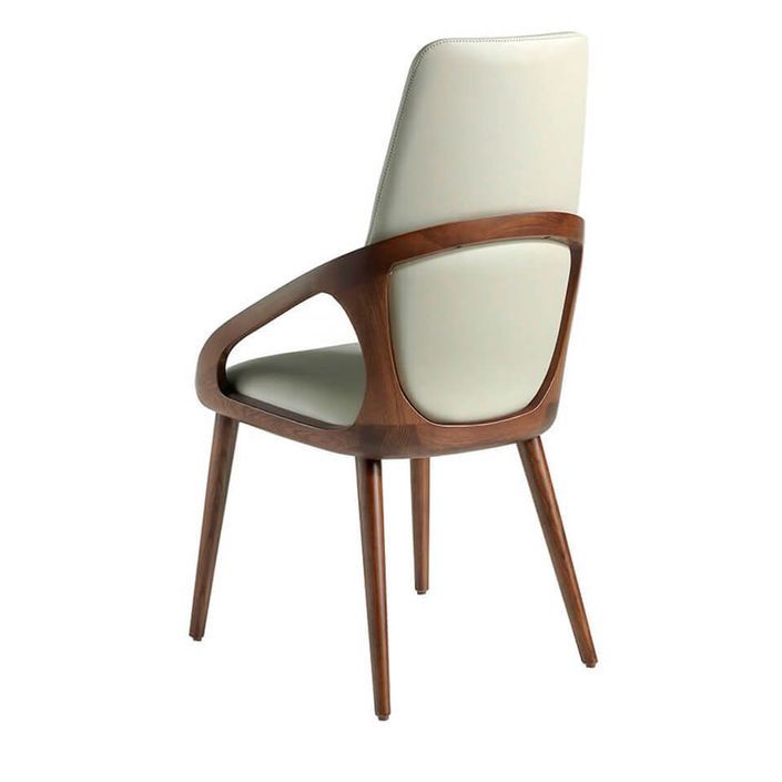 Chaise en bois de frêne couleur noyer et simili cuir blanc Niva - Photo n°7
